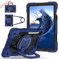 thumbnail image 2 of ELEHOLD Heavy Duty Case for Samsung Galaxy Tab S10FE/S9FE/S9, 11/10.9 inch 3-Layer Rugged 360 Rotating Kickstand Handle Grip Detachable Shoulder Strap Kids Friendly Shockproof Case, Black+Navy, 2 of 9
