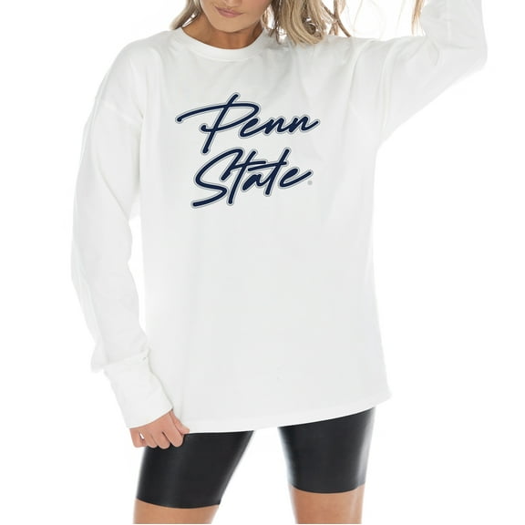 Women's Gameday Couture White Penn State Nittany Lions Midweight Oversized Long Sleeve T-Shirt