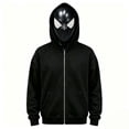 thumbnail image 3 of Unisex Spider Hero Mask Hoodie, Black Hooded Sweatshirt with Spider Web Graphic Face Cover for Halloween Cosplay Themed Party, 3 of 8