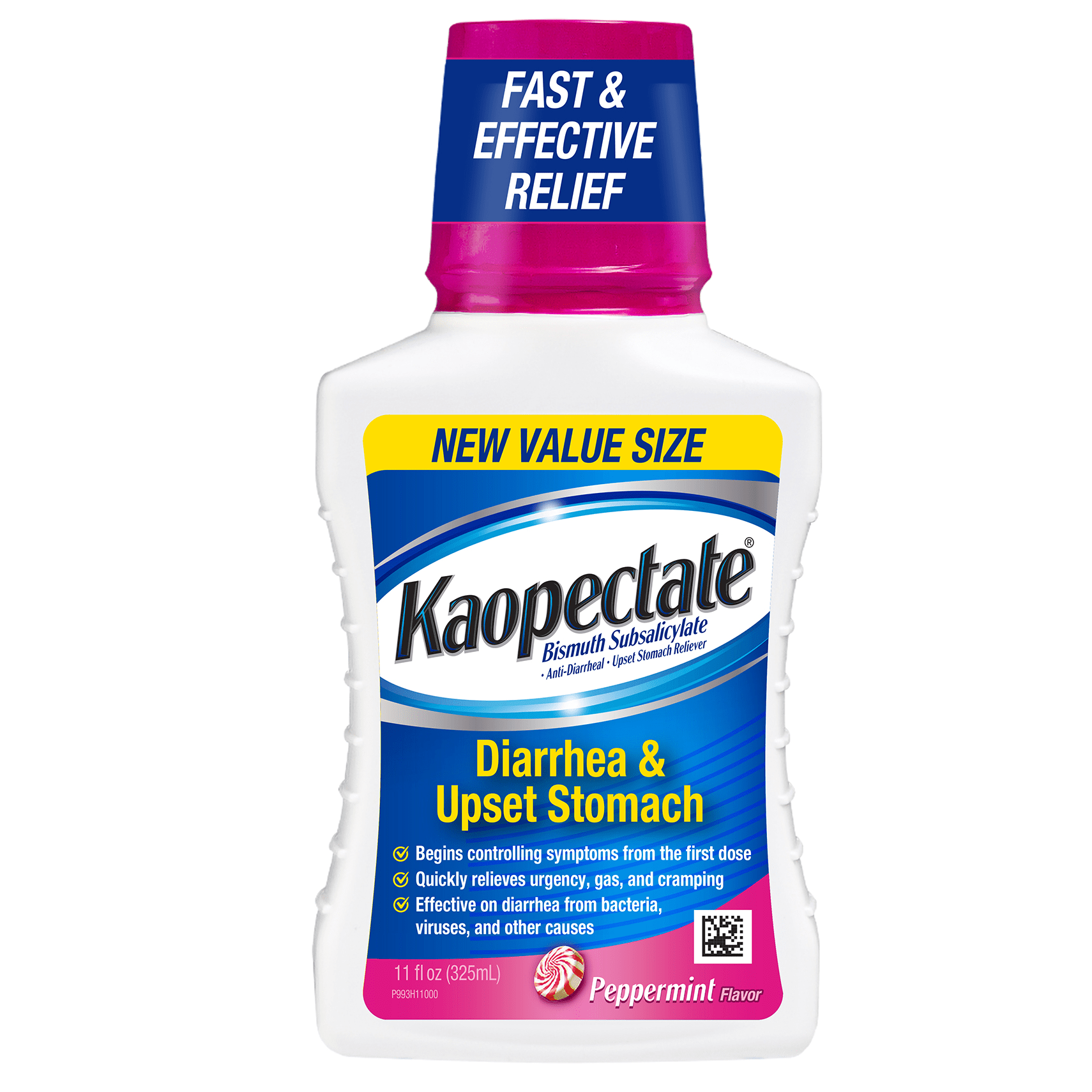 Kaopectate Anti-Diarrheal Upset Stomach Relief, Bimuth Subsalicylate, Peppermint, 11 fl oz