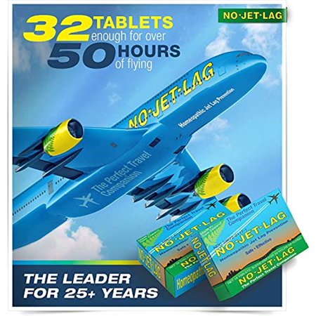 Miers Labs No Jet Lag Homeopathic Remedy + Fatigue Reducer for Airplane Travel Across Time Zones - 32 Count Chewable Tablets (for up to 50+ hours of flying)