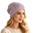 thumbnail image 2 of Chemo Headwear for Women Flower Pleated Beanies Stretch Elastic Turbans Soft Cancer Hats Head Coverings Scarf Camel One Size, 2 of 7