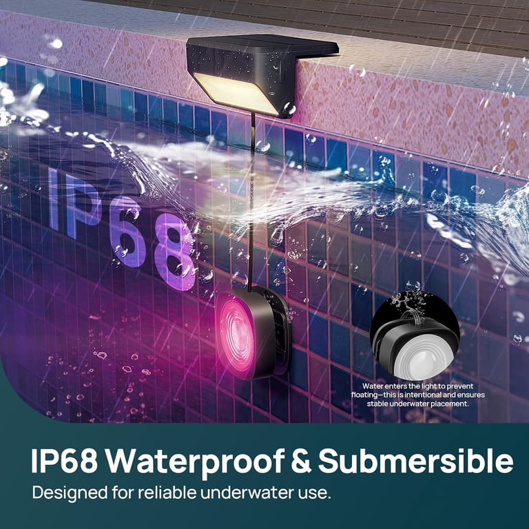 Linkind Smart Solar Pool Lights, RGBW Color-Changing 2-Pack photo 5