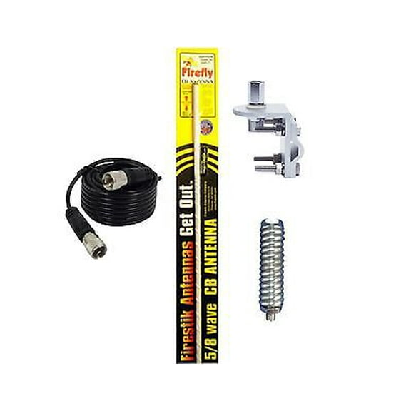 FIRESTIK FL3-W 3' WHITE CB ANTENNA W/ MIRROR MOUNT, 18 FT. COAX, SPRING FL-3