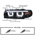 thumbnail image 3 of Spec-D Tuning Glossy Black Smoke Dual Halo LED Projector Headlights Compatible with 1995-2001 BMW E38 7-Series, Left + Right Pair Headlamps Assembly, 3 of 7
