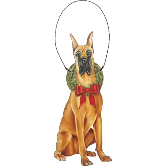 Primitive by Kathy Christmas Great Dane Hanging Ornament