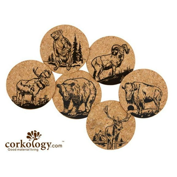 Corkology 393 Large Mammals Cork Coaster Sets