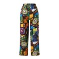 thumbnail image 4 of Pantalones de pierna ancha retro de algodón y lino sueltos casuales con estampado de mujer de moda Fridja  hfkajh98838, 4 of 5