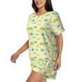 thumbnail image 5 of Lafuoo Armadillo Floral Pattern Women's Round Neck Short Sleeve Pajamas Set, Button Pajamas Elastic Band Pajamas Home Wear-Small, 5 of 9