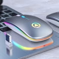 thumbnail image 4 of Computer Mouse, 2.4G Wireless Rechargeable Bluetooth 3.0/5.0 Mute Gaming Mouse for Computer Black One Size, 4 of 8