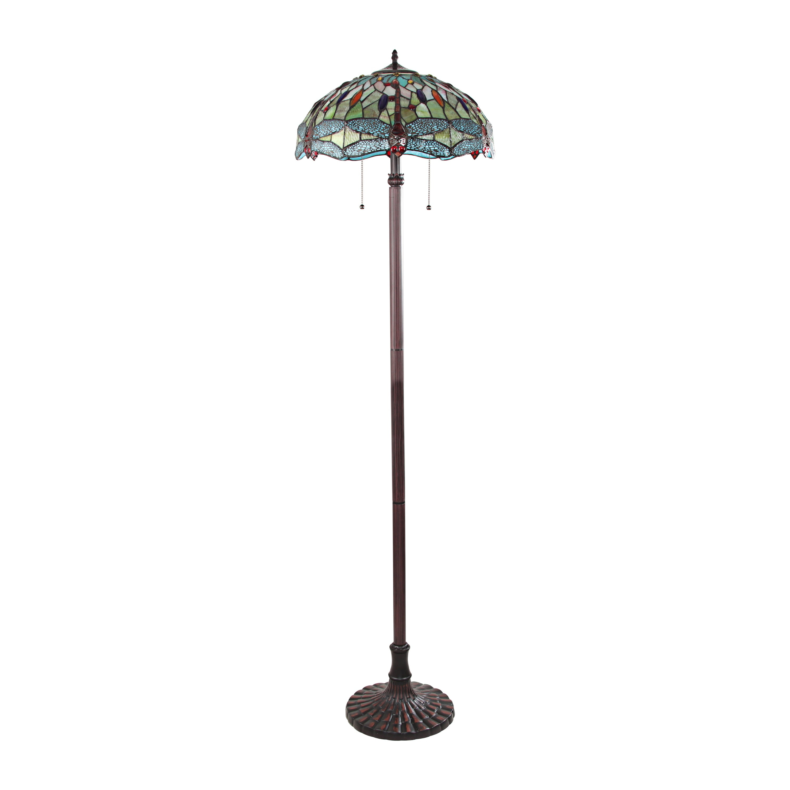 Radiance Goods Tiffany-Style 2 Light Dragonfly Floor Lamp 18" Shade