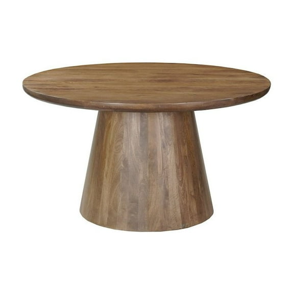 Taran Designs Mason 54" Round Solid Wood Dining Table in Dark Brown