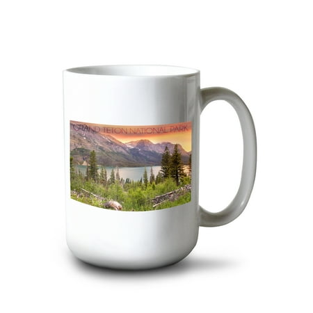 

15 fl oz Ceramic Mug Grand Teton National Park Wyoming Lake and Peaks at Sunset Dishwasher & Microwave Safe