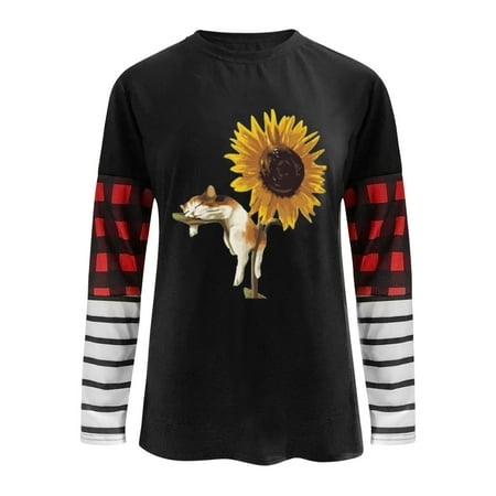 

Quealent Shirts For Women 2022 Women s Crewneck Shirts Causal Long Sleeve Slim Fit Underscrub Winter Basic Tee Tops Black M