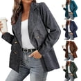 thumbnail image 2 of Chaqueta de otoño para mujer, cárdigan de manga larga, holgado, de Color sólido, con doble botonadura, cálido, Formal, de pana, de negocios, de invierno, para el trabajo, 2 of 5