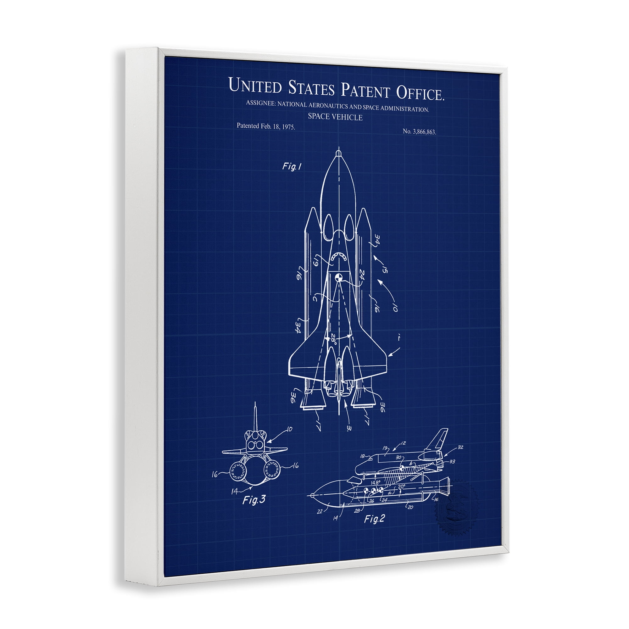 Stupell Industries Space Vehicle Blueprint Transportation Painting White Framed Art Print Wall Art, 16 x 20