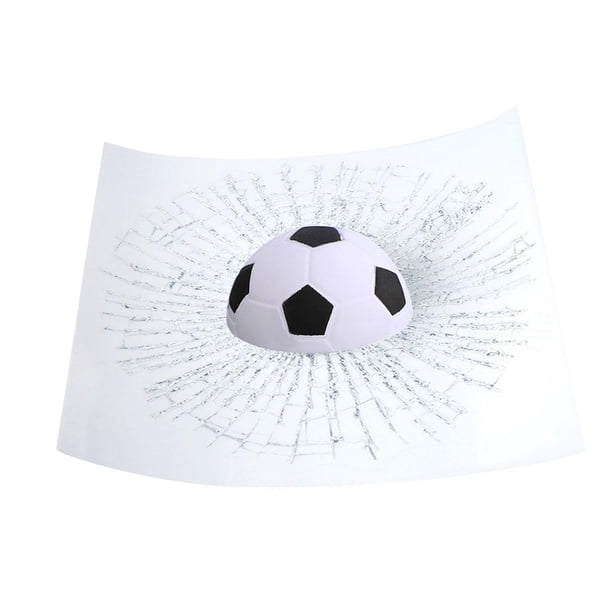 Pegatina 3D de vidrio roto con efecto broma, resistente al sol, fácil de instalar, diseño divertido para coche. Fútbol blanco