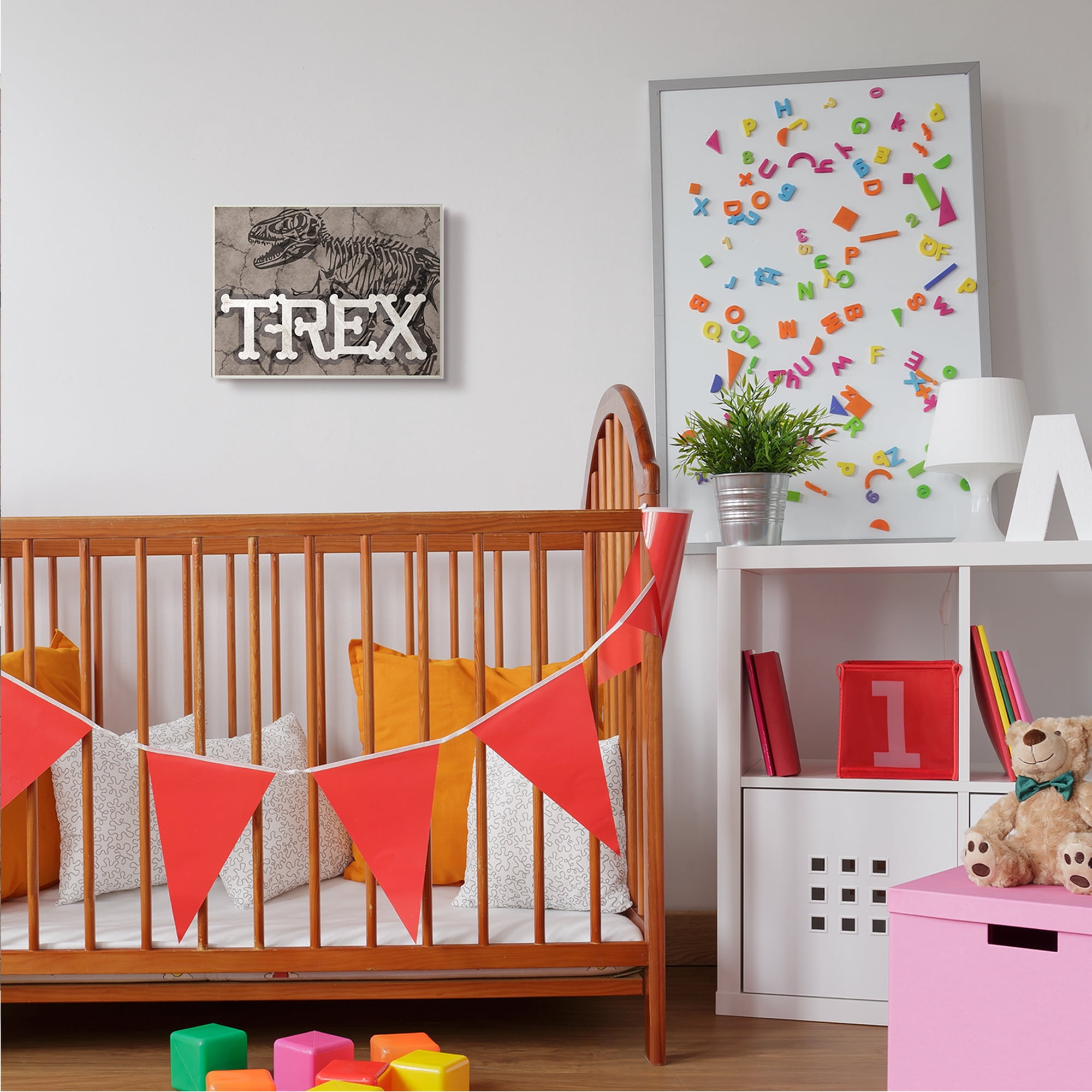 Stupell Industries Ancient T-Rex Skeleton Large Reptile Bone Typography Animals & Insects Painting Gallery Wrapped Canvas Art Print Wall Art, 24 x 30