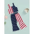 thumbnail image 3 of Franhais Independence Day Kids Girls Outfits Summer Tops and Stars Stripe Printed Casual Flared Pants Set, 3 of 8