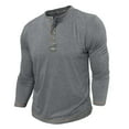thumbnail image 3 of Mens Big & Tall T-Shirts, Henley Shirts for Men Fall Casual Loose Fit Solid Color Button Up Long Sleeve Tshirts M-3XL, 3 of 6