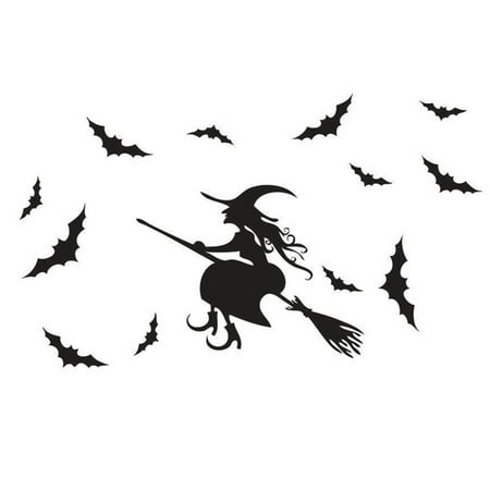 KABOER Carved Witch Children's Room Background Decorative Painting Glass Sticker Halloween Wallpaper
