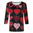 thumbnail image 4 of GA WEIHUA Online Deals,3/4 Sleeve Shirts for Women Cute Crewneck Heart Print Tops Women's Valentines Day Shirt Graphic Tee Plus Size Tunic Tops Soft Comfy Blouses(Black,L), 4 of 5