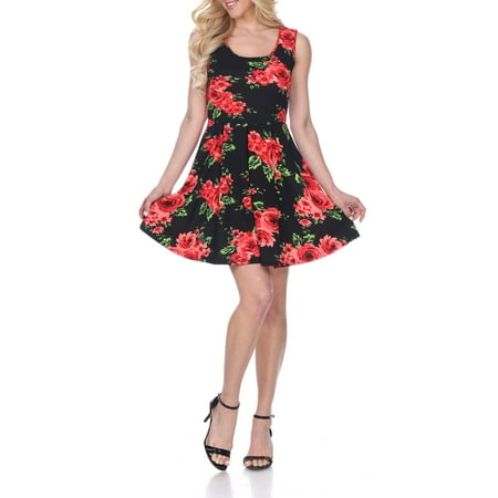 Women's Flower Print Fit and Flare Dress