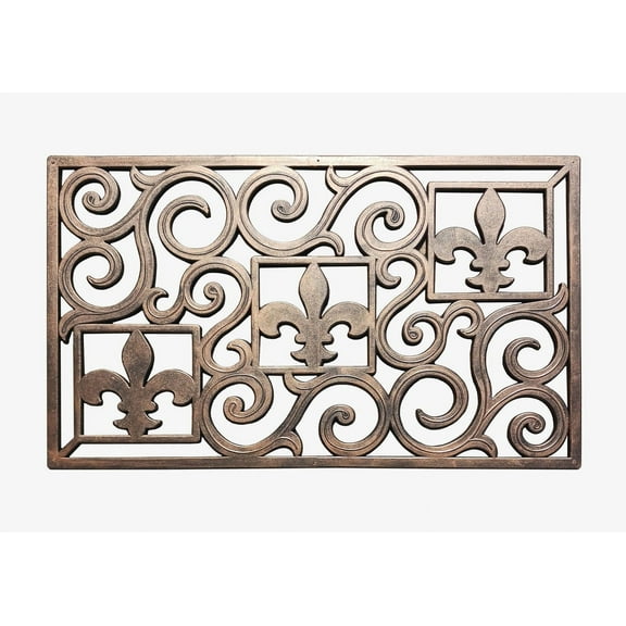 A1HC Fleur-de-lis Rubber Grill Mat Beutiful Copper Finished 18 in. x 30 in. Doormat