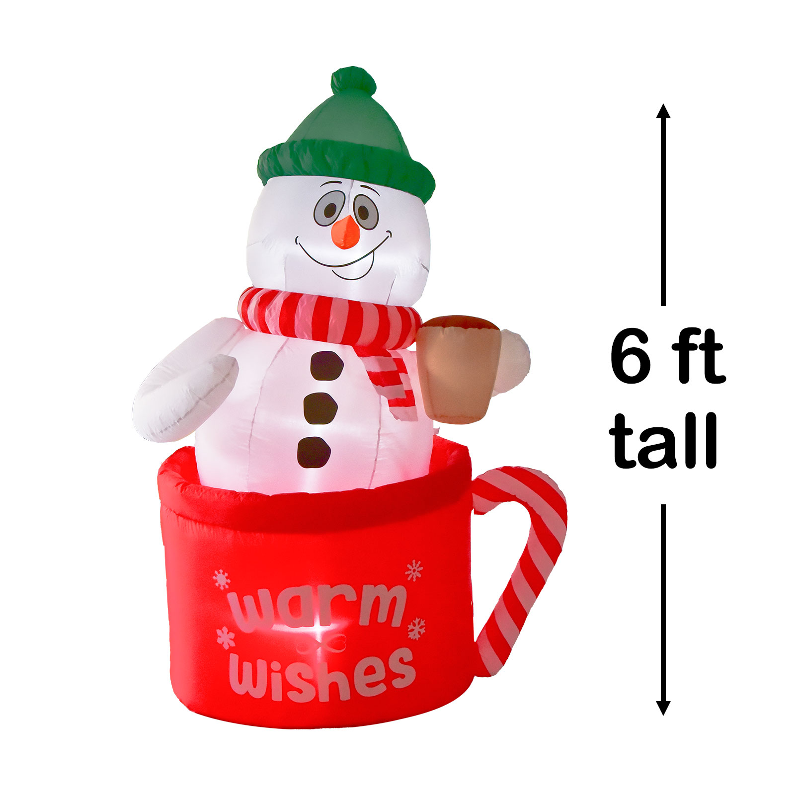 Nifti Nest 4 Ft Long x 6 Ft Tall Christmas Inflatables Snowman in Frosty Mug with Built-in LED Lights, Christmas Blow Up Yard Decorations for Holiday Lawn, Garden, Christmas Decorations - image 5 of 8