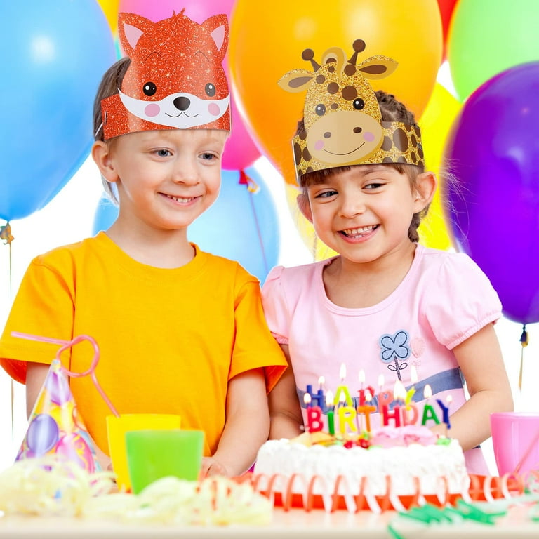 24 Pcs Animal Birthday Party Hats Animal Headbands Jungle Safari - Main Image