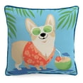 thumbnail image 3 of Jordan Manufacturing 16" x 16" Vacation Dog Blue Animal Square Outdoor Throw Pillow with Welt (2 Pack), 3 of 9