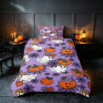 thumbnail image 2 of Homewish Halloween Ghost Pumpkin Twin Duvet Cover, Spider Web Twin Bedding, Purple Orange Black, Pumpkin Bat Reversible 2pcs, 1 Duvet Cover and 1 Pillowcase, 2 of 7