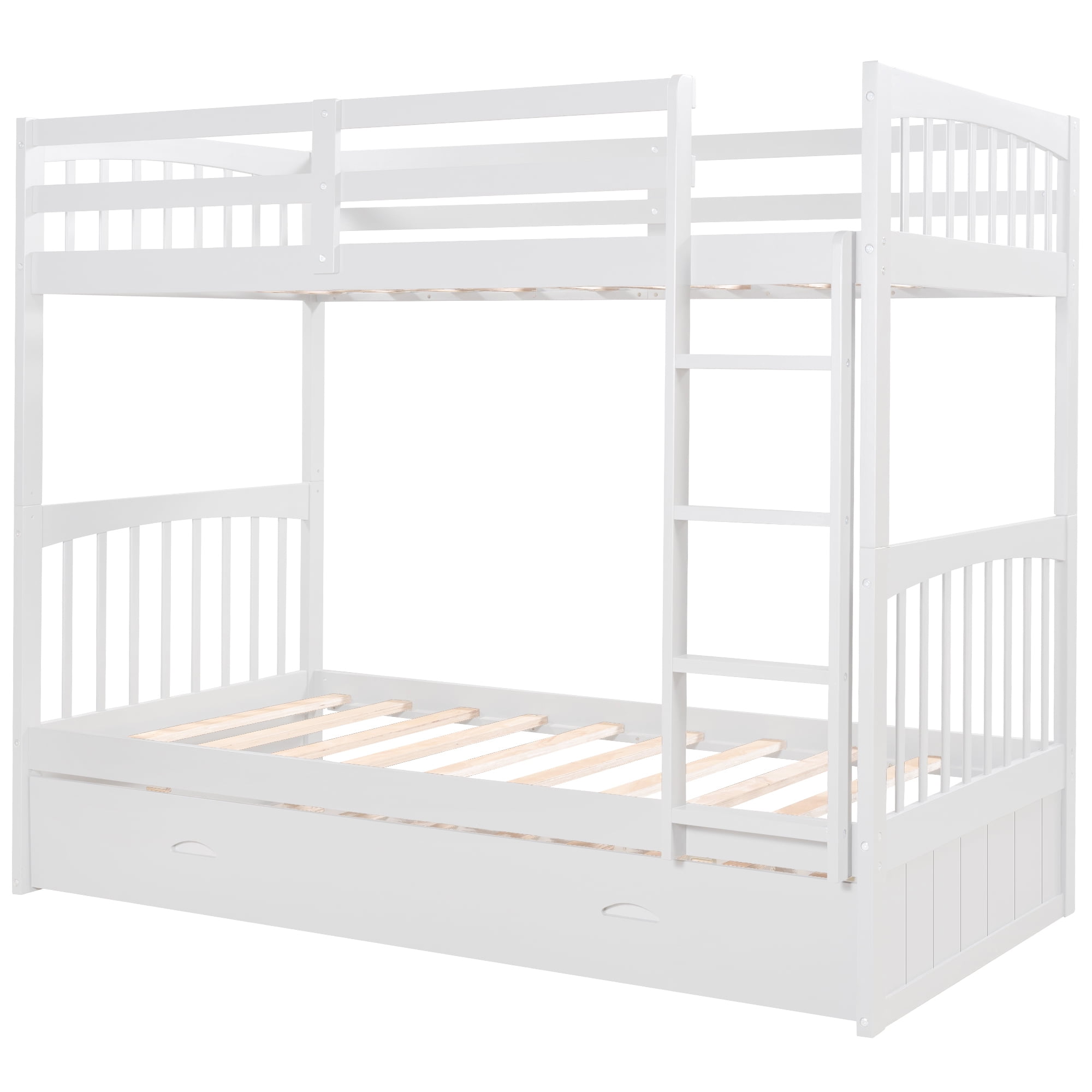Merax Twin over Twin Solid Wood Bunk Bed with Trundle, Multiple Colors