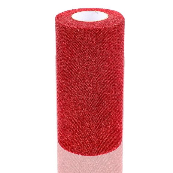KAKOWELY Tulle Accessories 1 Roll of Red Glitter Tulle Fabric Bulk 6 Inches Wide 25 Yards Long for Family and Friends