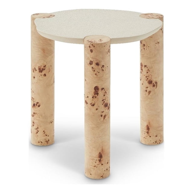 Meridian Furniture Table d'Appoint en Bois et Résine Blanche