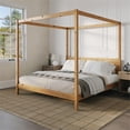 thumbnail image 5 of Pemberly Row Wood King Size Canopy Bed with Slatted Headboard in Natural, 5 of 10
