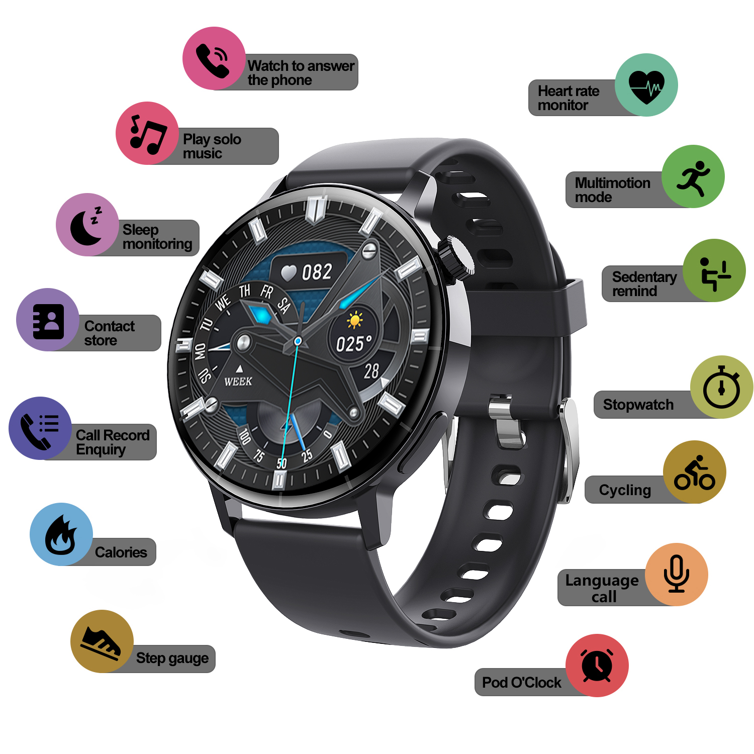 LAATIKUI F22R smart watch monitoring fitness tracker global positioning system Bluetooth call