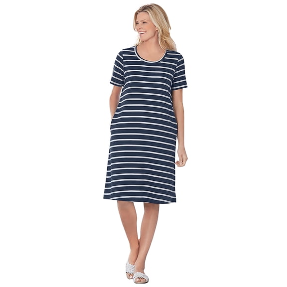 Woman Within Plus Size Perfect Short-Sleeve Crewneck Tee Dress