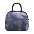 thumbnail image 5 of Insulated Lunch Bag for Women, Floral Print Oxford Fabric Lunch Box, Leakproof Thermal Cooler Tote for Work, School & Picnic, Turquoise Marble Pattern, 5 of 5