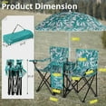 thumbnail image 2 of Portable Outdoor 2-Seat Camping Folding Chair with Adjustable Sun Umbrella - Heavy Duty Foldable Beach Chairs with Storage Pocket and Cup Holders for Patio/Pool/Park, Pineapple, 2 of 8