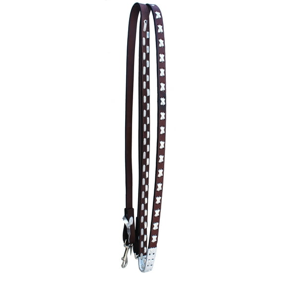 Horse Horse Western Brown Leather 8' Silver Laced Barrel Contest Reins 66AA04BR