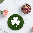 thumbnail image 4 of RYLABLUE Happy St. Patrick's Day Clover Set of 4 Round Coaster for Drinks, Absorbent Ceramic Stone Coasters Cup Mat with Cork Base for Home Kitchen Room Coffee Table Bar Decor, 4 of 5