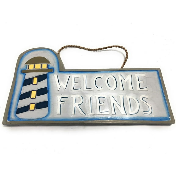 Welcome Friends Sign 14" w/ Lighthouse - Nautical Decor | #dpt521135