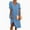 Blue, variant on Mchoice Summer Dresses 2025 for Women Cotton Solid Color Fashion Medium Sleeve Dresses Casual Pleated V Neck Midi Dress
