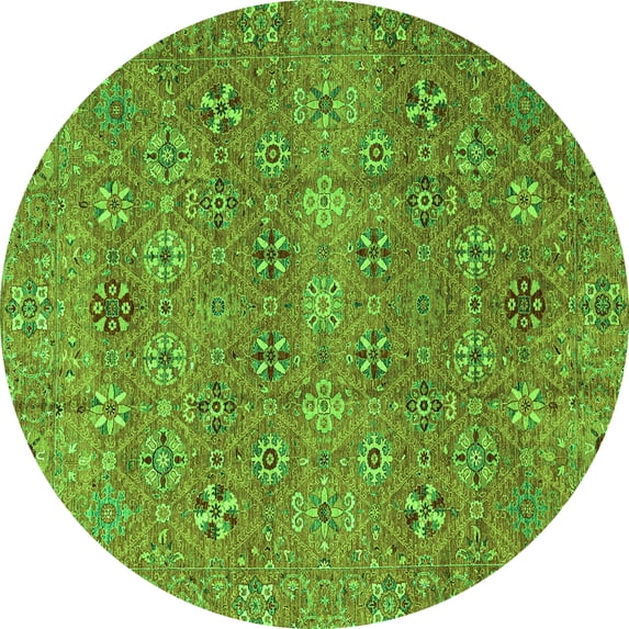 Ahgly Company Indoor Round Abstract Green Modern Area Rugs, 3' Round