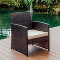 thumbnail image 2 of Hearth & Harbor Outdoor Patio Furniture Bistro Set, Wicker 3 Piece Patio Set, Brown with Beige Cushions, 2 of 8