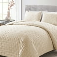 thumbnail image 4 of Mocaletto Reversible Quilts Set King Size, 3 Piece Beige Quilt with Pillow Shams, Point Pattern Microfiber Bedspread, Lightweight Soft All Season Coverlet for Bedroom,Hotel &Gift, 4 of 8