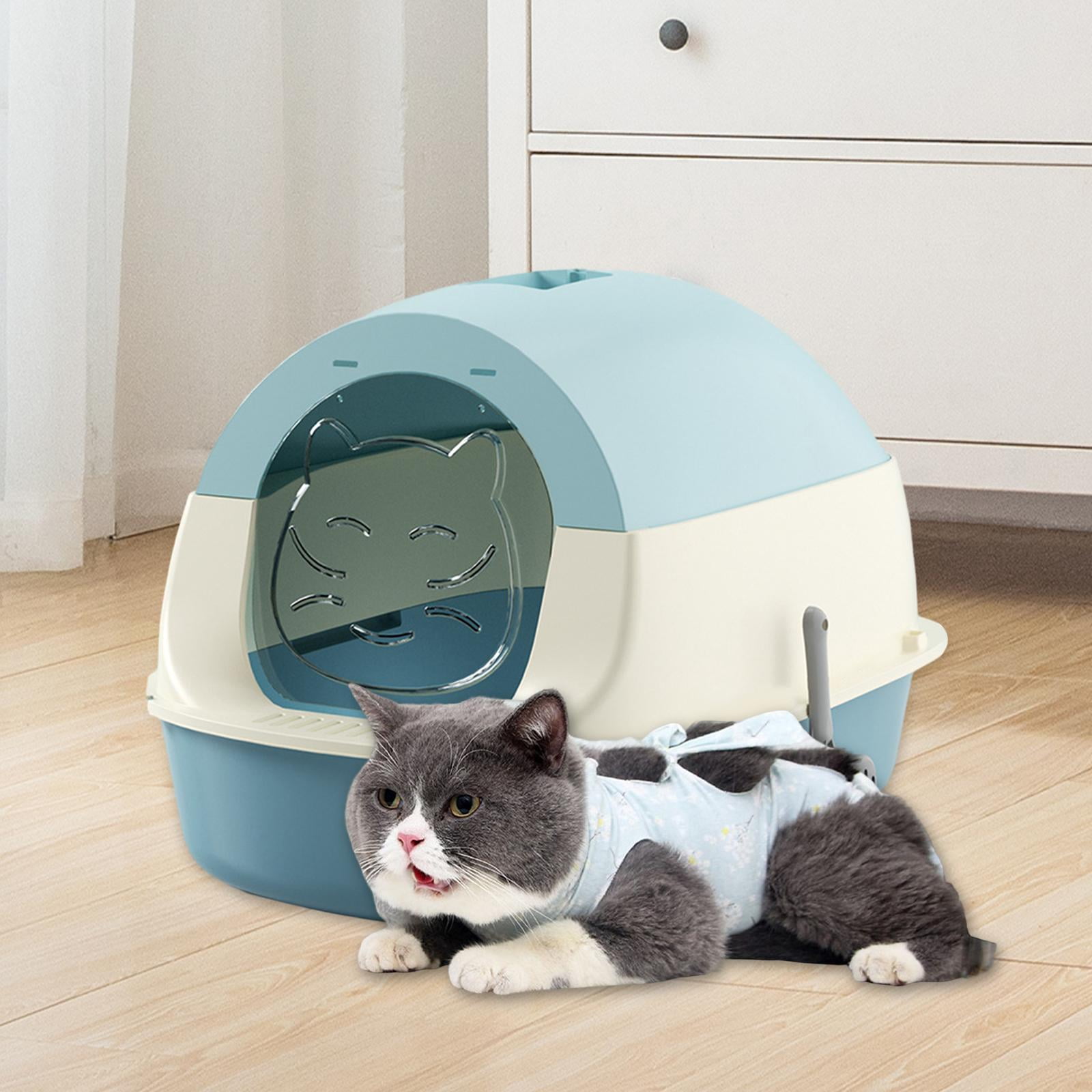 Bvdfgk Hooded Cat Litter Box Enclosed Cat Litter Box Easy to Clean Pet Supplies Sandbox blue