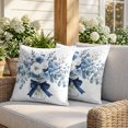 thumbnail image 3 of 16x16 Pillow Covers Set of 2, Blue Spring Floral Square Throw Pillow Covers for Couch/Sofa/Living Room, Watercolor Summer Flowers Decorative Soft Pillowcases for Couch Throw Pillows, 3 of 9