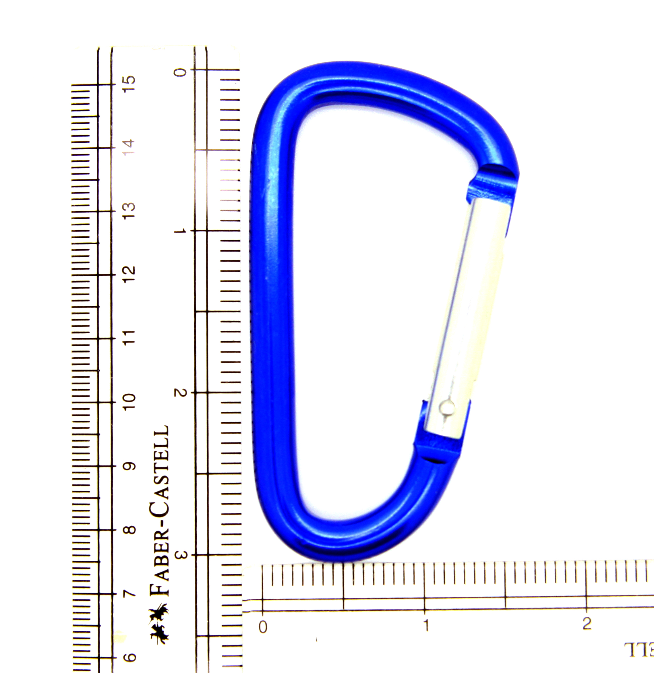 Pack 50 pcs - 3 inch Blue Aluminum Carabiner D Shape Buckle Pack, Keychain Clip, Spring Snap Key Chain Clip Hook Buckle